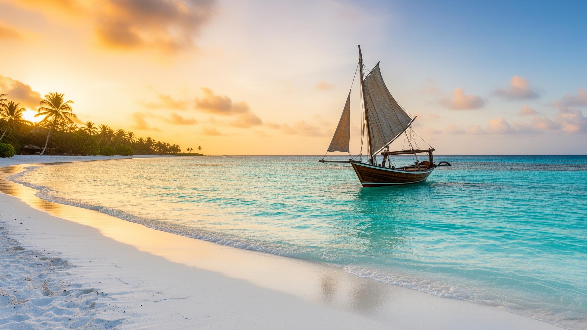 Dhow on Zanzibar's turquoise shore